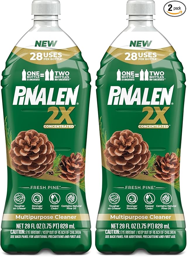 PINALEN 2X Concentrated Multipurpose Cleaner - Fresh Pine Scent - 28 fl oz - All Purpose Cleaner for Kitchen,Bathroom,Laundry,Floors & Outdoors,(Pack of 2)