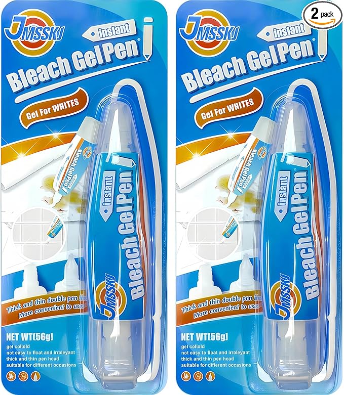 Bleach Pen For Clothing, Bleach Pen, bleach gel pen, Stain Remover Pen, Clothing Bleached DIY Design, Mold Stain Remover Gel,Travel,Instantly Remove Stains,Pearl White (1.76 Fl Oz (Pack of 2), Lemon)