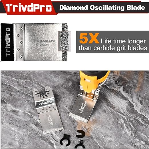 Grout Removal Tool Blade for Oscillating-Tool - TrivdPro 6pcs Grout Remover Diamond Oscillating Blade for Tile, Concrete, Masonry, Cleaning Mortar