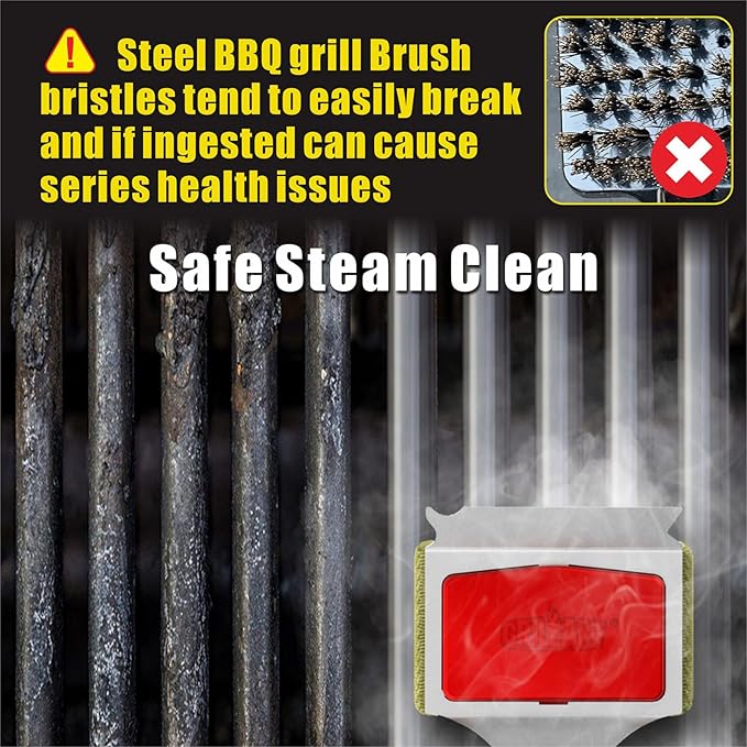 GRILLART Grill Brush Bristle Free, Replaceable BBQ Cleaning Pad (No Handle), Safe Replacement Cleaning Pad/Head for Cast Iron/Stainless Steel Grates - Red