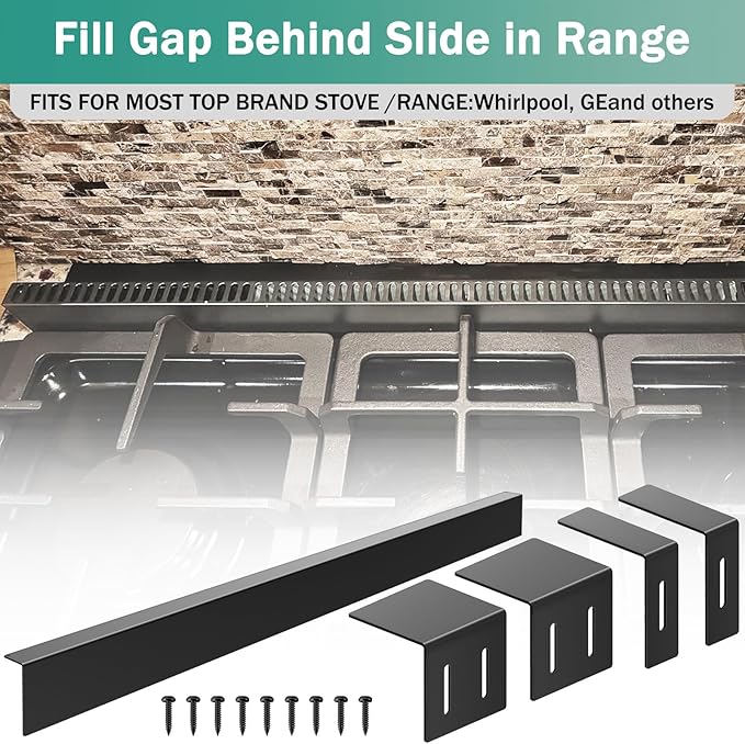 30" Stove Gap Filler, Kitchen Stove Gap Covers, Slide-in Range Rear Filler Kit for Most Brand Kitchen Stoves, Easy Install, Easy to Wipe (Black)