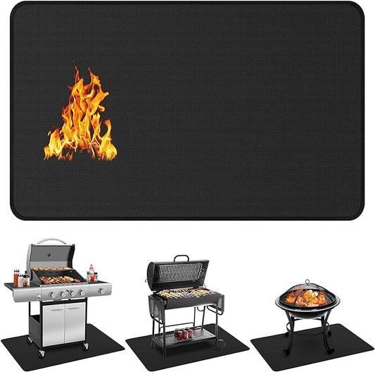 Protebox 75 x 40 inch Under Grill Mats for Outdoor Grill, Double-Sided Fireproof Deck and Patio Protector Mat, Waterproof Oil-Proof BBQ Floor Pad Indoor Fire Pit Fireplace Mat (0.9mm)