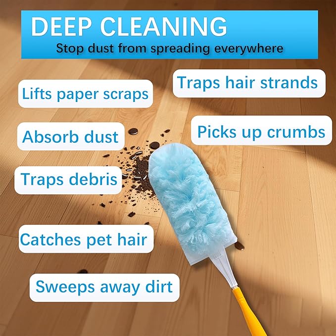 50 Count Duster Refills for Swiffer Dusters with 2 Handle, 360° Heavy Duty Duster for Swiffer Duster Refill,4X Microfibers Disposable Duster Refills Kit for Cleaning Home, Office, Corners, Blinds