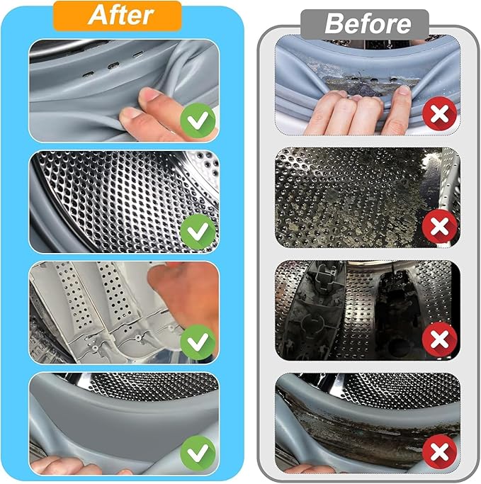 Washing Machine Cleaning Brush Set, 6-Piece Front Load Washer Cleaner Kit with Drum Slot Brush, Crevice Brushes for Rubber Seal