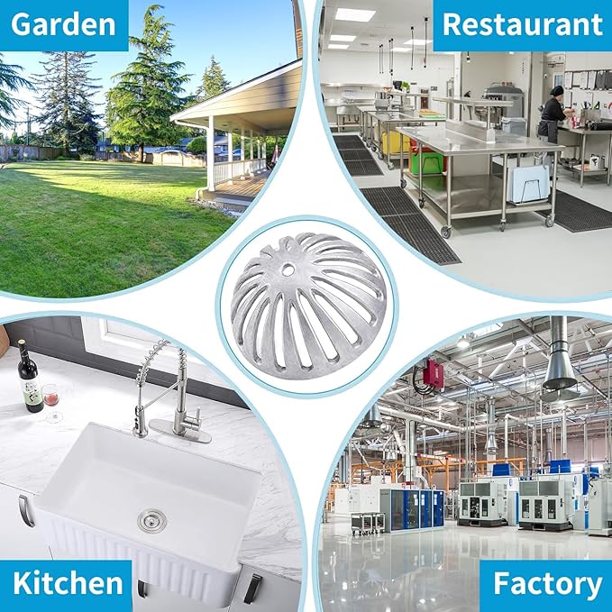 Floor Sink Strainer, Floor Drain Strainer, Heavy Duty Aluminum Dome Drain Cover, Floor Drain Cover for Restaurant, Home, Garden, Kitchen, Mall, Bar or Buffet 5-1/2" W x 2-1/4"H(3PCS)