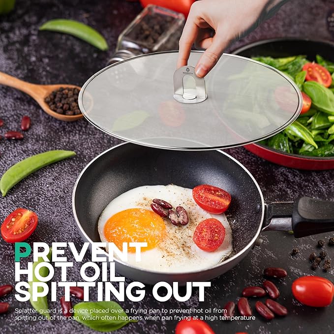 Homestia 11.5'' Splatter Screen for Cooking - Stainless Steel Grease Splatter Guard for Frying Pan, No Cooking Cover Oil Mess No Burns, Ultra Fine Mesh Lids for Sizzling Bacon or Popcorn