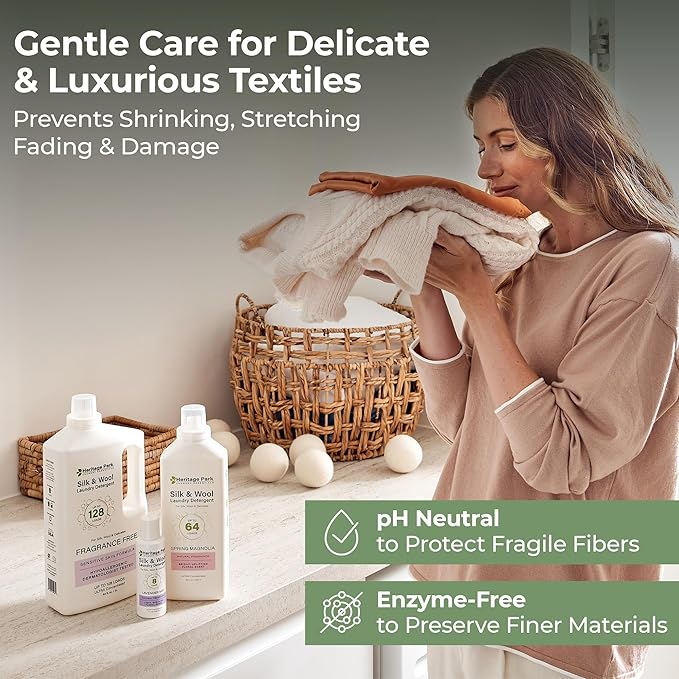 Heritage Park Silk & Wool All-Natural Lavender Mist Scent, pH-Neutral Laundry Detergent - Enzymes-Free, Ultra Concentrated (4 fl oz Trial Size)