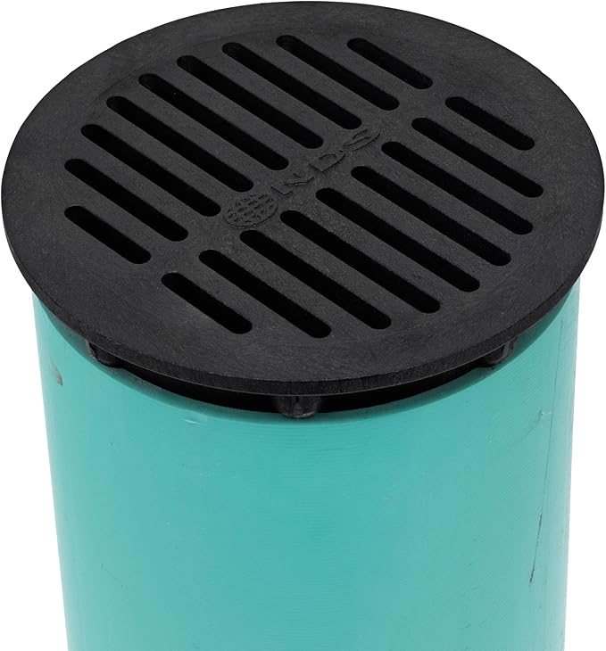 NDS 40, Grate Cover, Connects to Round 6 in. Speed-D Catch Basin 6 Inch Drain Pipes & Fittings, for Small Lawns, Landscaping, and Patios, Black Plastic