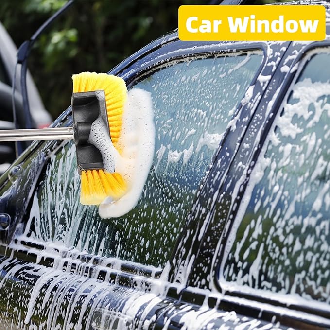 2 Pack Car Wash Brush Head, 10'' Car Wash Scrubber with Soft Bristle, Car Cleaning Brush Exterior Vehicle Wash Equipment Replacement for Auto RV Truck Boat Camper