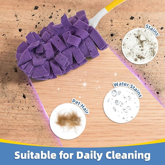 6 PCS Fleece Reusable Duster Refills for Swiffer, Washable 360 Dusters for Cleaning, Fans, Floors, Blinds, Windows (Include 1 Handle & Laundry Bag)