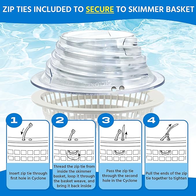 The Skimmie Cyclone 6" (Skimmer Basket NOT Included) - ONLY for Above Ground Pools - Turbocharges Pool Skimmer Water Flow - Improves Pool Surface Cleaning - Essential Pool Accessories