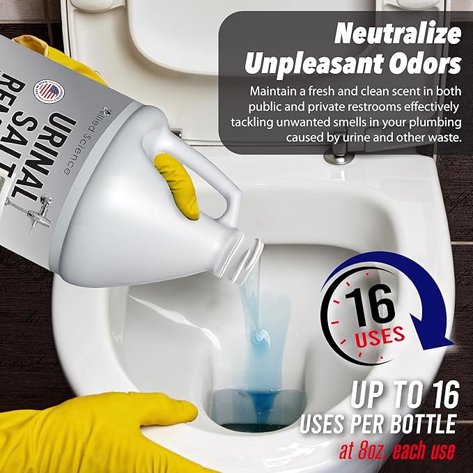 Allied Science Urinal Salt Remover - Uric Acid Salts Scale Remover Unclogs Urinals and Removes Uric Acid Odors - 8 Gallons