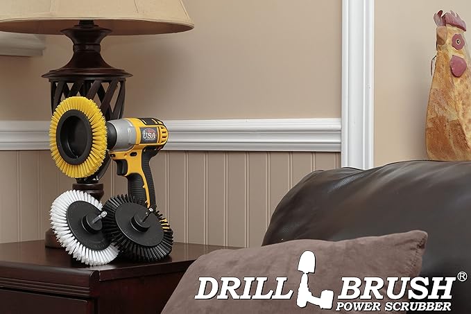 Variety Multi-Function Rotating Crevice Cleaning Brush Set - Car Detailing Kit - Bathroom & Grill Ultra Stiff Crevice Brush - Yellow, White, and Black Gap Brush for Cleaning