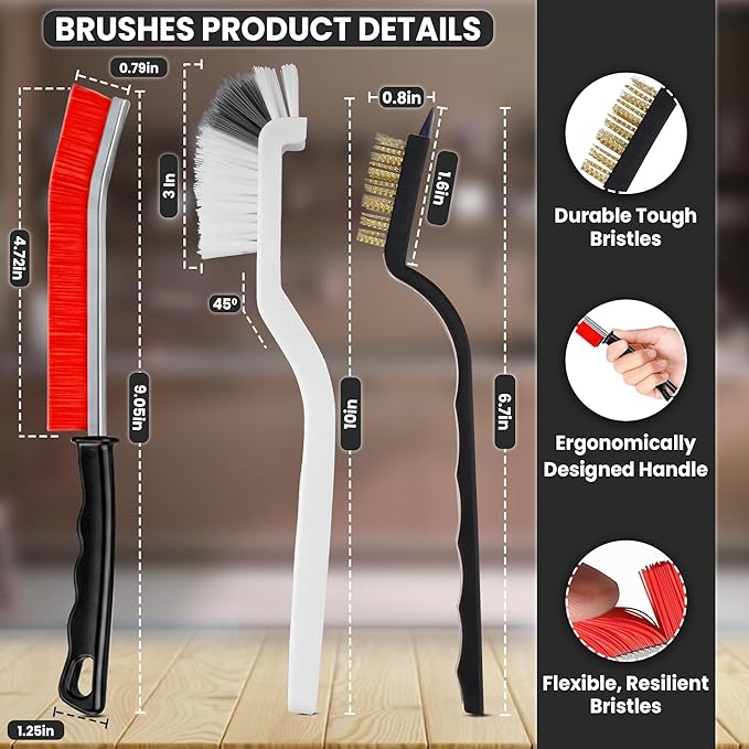 8 Pcs Crevice Cleaning Brush Set – Hard Bristle Cleaning Tools for Grout, Gaps & Narrow Spaces – Multi-Purpose Grout Brush, for Cleaning Bathroom, Shower, Window Tracks, Kitchen
