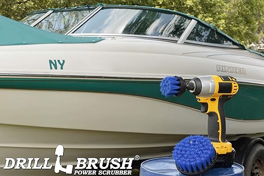 Kayak Cleaning Brush - Pool Scrubbing Tool - Boat Power Scrubber - Blue Medium Stiffness 5in Scrub Brush - Power Cleaning Tool - Fish Tank Scrubber - Aquarium Cleaner - Marine Vessels - Pool Liner