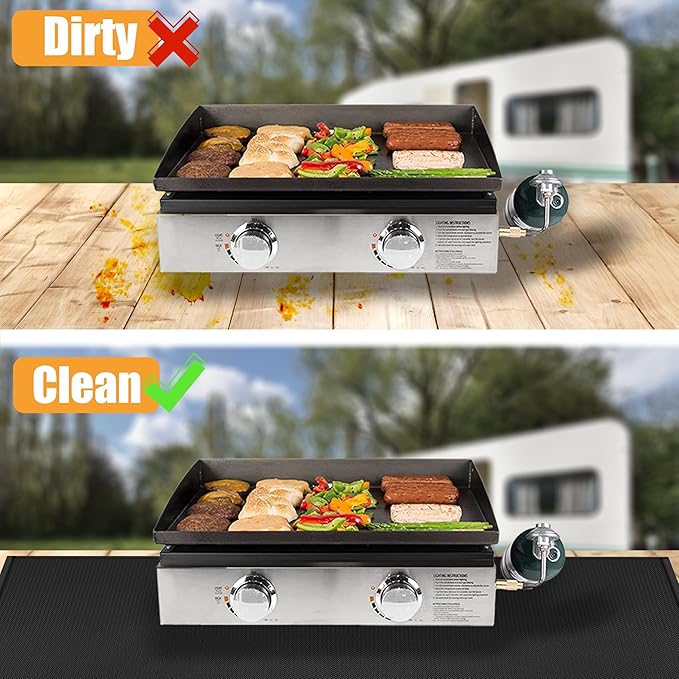 36x48in Heat Resistant Grill Mats for Outdoor Grill to Protect Your Prep Table and Outdoor Grill Table - Fire Proof & Water Proof & Oil Proof BBQ Mat - Black (1mm)