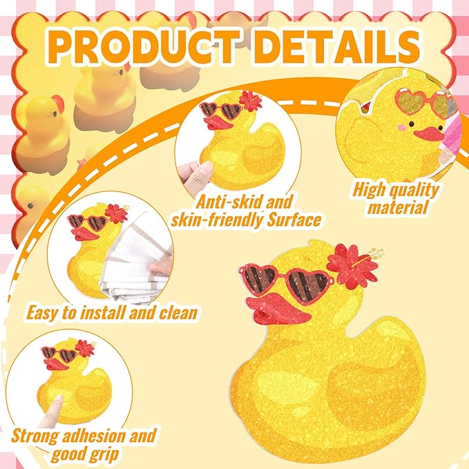 Yaomiao 24 Pcs Duck Non Slip Bathtub Stickers Shower Stickers Anti Slip Decal Threads Adhesive Appliques with Scraper Adhesive Decals for Safety Bathroom Tubs, Shower Floor, Stairs