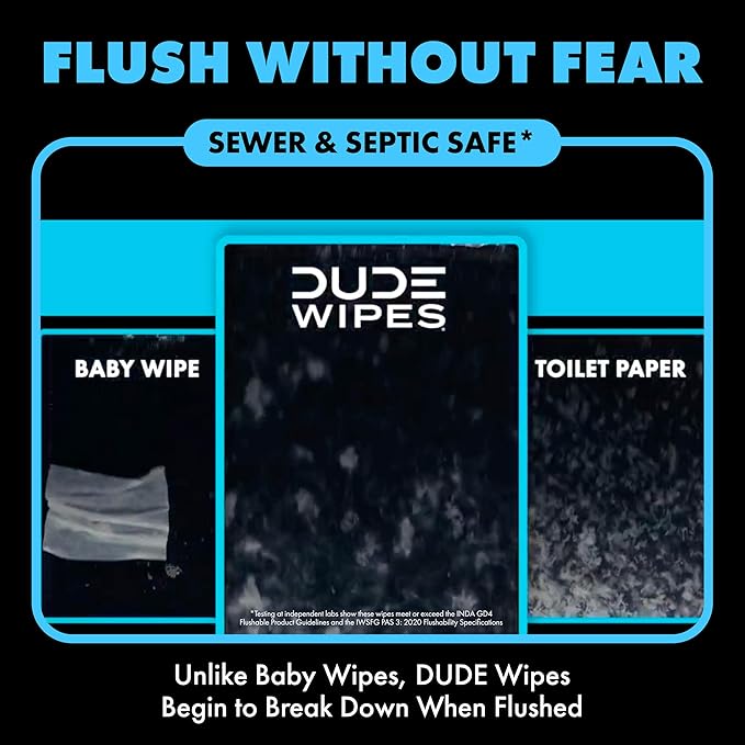 DUDE Wipes Unscented Pocket Packs - Travel Wipes - 12 Packs of 8 (96 Count) - On-The-Go Adult Flushable Wipes for Sensitive Skin - Infused with Vitamin E and Aloe - Septic and Sewer Safe
