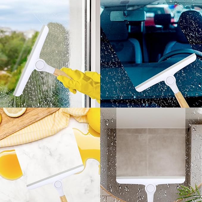 Window Squeegee for Glass Doors，All-Purpose 9.7” Window Cleaning Squeegee, Handheld for Windows, Car Windshields & More，Grey (9.5" Shower Squeegee)
