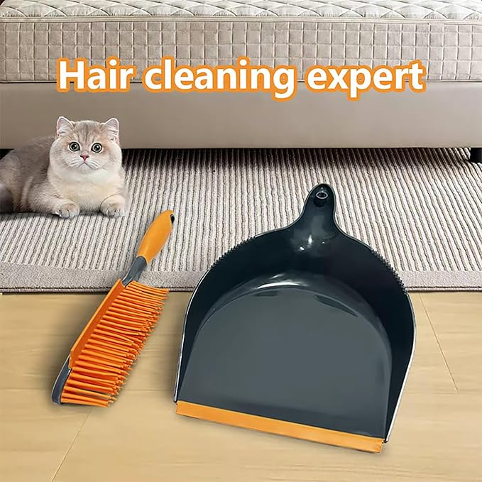 Paws & Co. Pet Hair Remover for Dogs Cats - 4-in-1 Cleaning Kit with Grooming Brush, Massage Comb & Dustpan - Fur Cleaner for Furniture, Carpet, Car, Sofa