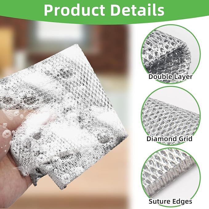 Wire Dishwashing Rag for Wet and Dry,10 Pack Non-Scratch Wire Dishcloth,Multipurpose Cleaning Pads,Wire Miracle Cleaning Cloths,Mesh Cleaning Cloth for Metal Pot Kitchen Dishes