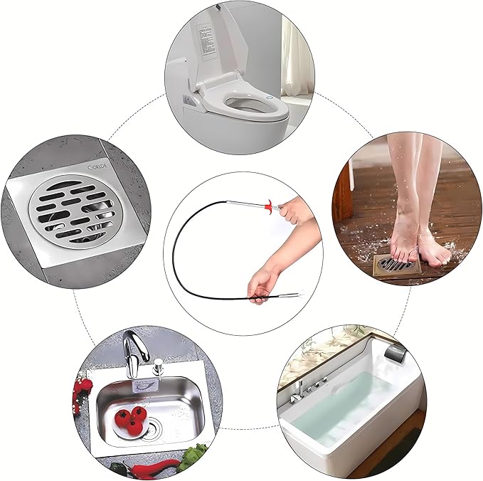 Drain Snake, Drain Clog Remover - Gutter Cleaning Tools Drain Cleaner for Toilet Sewer Shower Kitchen Bathroom Tub Clogged Drains Opener Cleaning Tool, Flexible Grabber Claw Pick Up Reacher (35 inch)