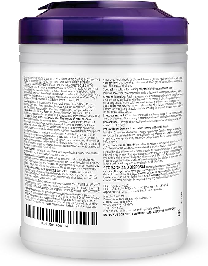 Professional Disposables Surface Disinfectant Super Sani-Cloth Wipes, 160Count (Pack of 3)