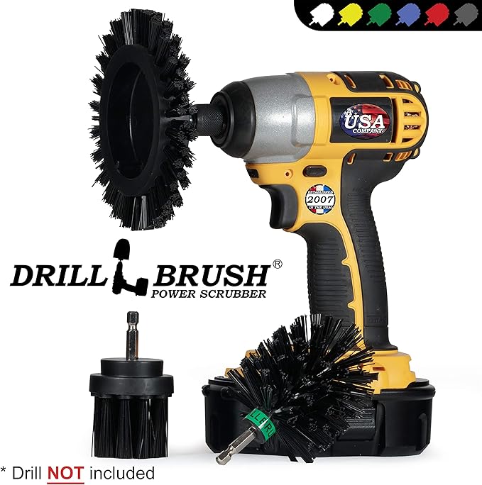 3pc Ultra-Stiff Bristled Crevice Cleaning Brush Set: Ideal Cleaning Supplies for BBQ, Grill, Smoker, and Backyard Accessories - Rust Remover - Concrete Brush - Electric Spin Scrubber for Tight Spaces