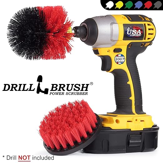 Outdoor Cleaning Supplies - Stiff Bristle Scrubber Kit for Home Use - Concrete, and Brick Scrubbing Tools - Headstone Restoration Brush Kit - Outdoor Grout and Siding Cleaning Brushes - Stiff Brushes