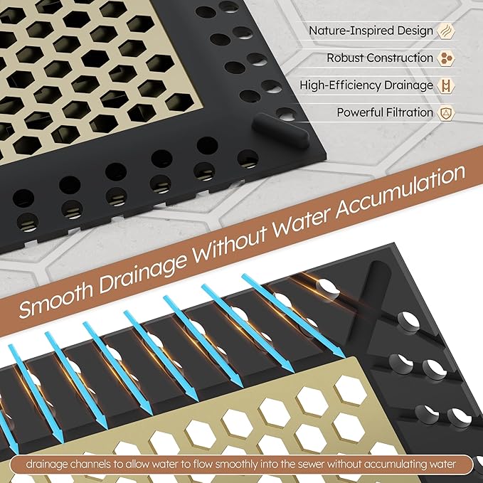 Not Moving Shower Drain Hair Catcher,Effective Hair Catcher Shower Drain,Square Flat Shower Drain Cover Protector Filter,Efficient Drainage,Hair Trap Stopper