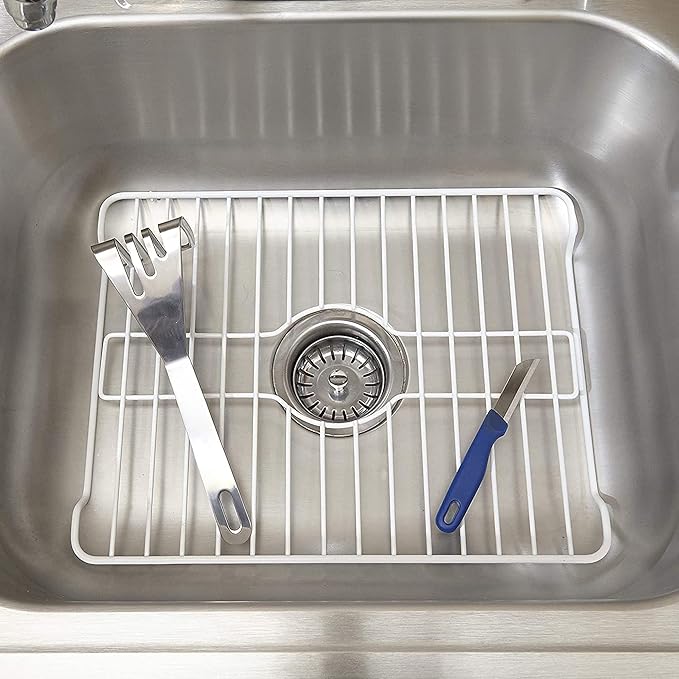 Better Houseware Sink Protectors for Kitchen Sink, Protective Metal Grid, 16x12.3x1 inches, White Kitchen Sink Mat to Shield Sink Base from Scratches, Rust-Resistant Coating, M
