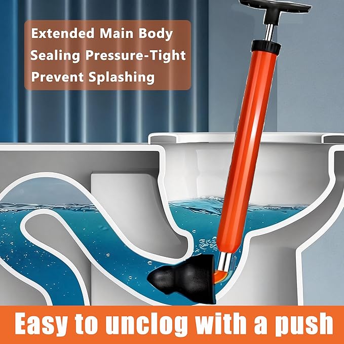 Upgraded Toilet Plunger,High Pressure Toilet Plunger,Powerful Air Drain Unclogger,Toilet Brush and Plunger Set,Toilet Snakes for Unclogging, Universal Unclogger tool for Bathroom(Plunger Upgrade)