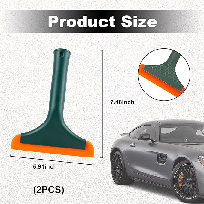 Ziciner Small Silicone Window Squeegee, Car Windshield Water Blade Squeegee, Multifunctional Auto Squeegee with 5.9 Inch Blade and Non-Slip Handle for Car Window, Home Cleaning (Dark Green-2PCS)