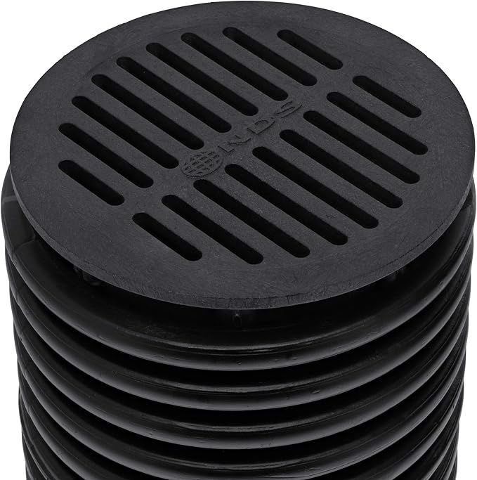 NDS 40, Grate Cover, Connects to Round 6 in. Speed-D Catch Basin 6 Inch Drain Pipes & Fittings, for Small Lawns, Landscaping, and Patios, Black Plastic
