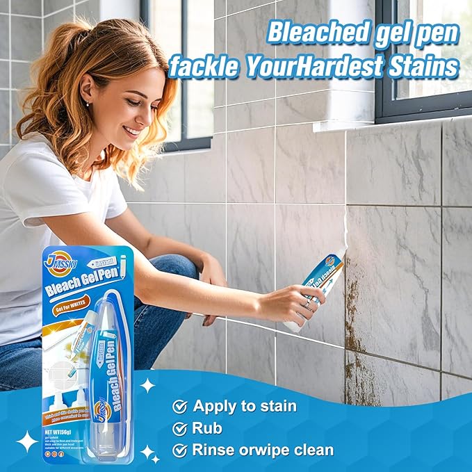 Bleach Pen For Clothing, Bleach Pen, bleach gel pen, Stain Remover Pen, Clothing Bleached DIY Design, Mold Stain Remover Gel,Travel,Instantly Remove Stains,Pearl White (1.76 Fl Oz (Pack of 2), Lemon)