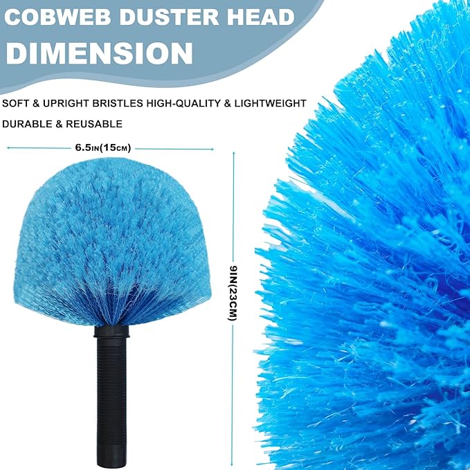 Twist-On Cobweb Duster Head Brush // Spider Web Brush for Outdoor & Indoor Web Cleaning // Fits Standard Acme Threaded Poles // Brush Head Only -1 Pack