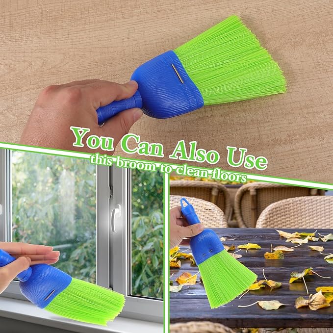 4 Pcs Whisk Broom Poly Fiber Handheld Brush Hand Brush Outdoor Car Broom with Hang Hole for Cleaning Indoor Porches Floors Decks Driveways Dirt Dust