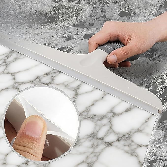 Multi-Purpose Dual-Sided Silicon Squeegee for Window, Glass, Shower Door, Car Windshield, Heavy Duty Window Scrubber, Includes Suction Hook, 10 inch, Gray and White, 1 Pack