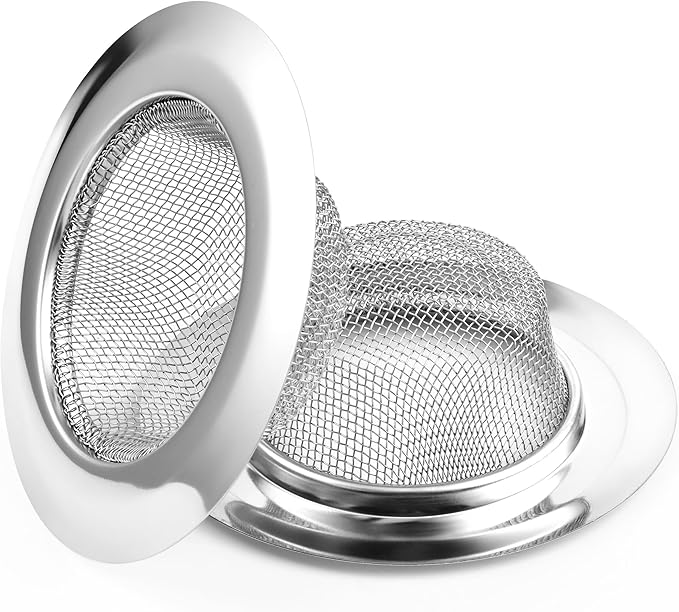 2 Pack 4.5 Inch Stainless Steel Sink Strainer Basket - 304 Stainless Steel Kitchen Sink Drain Filter, Universal Sink Mesh Basket, Hair Catcher, Food Waste Strainer, for Most Sinks