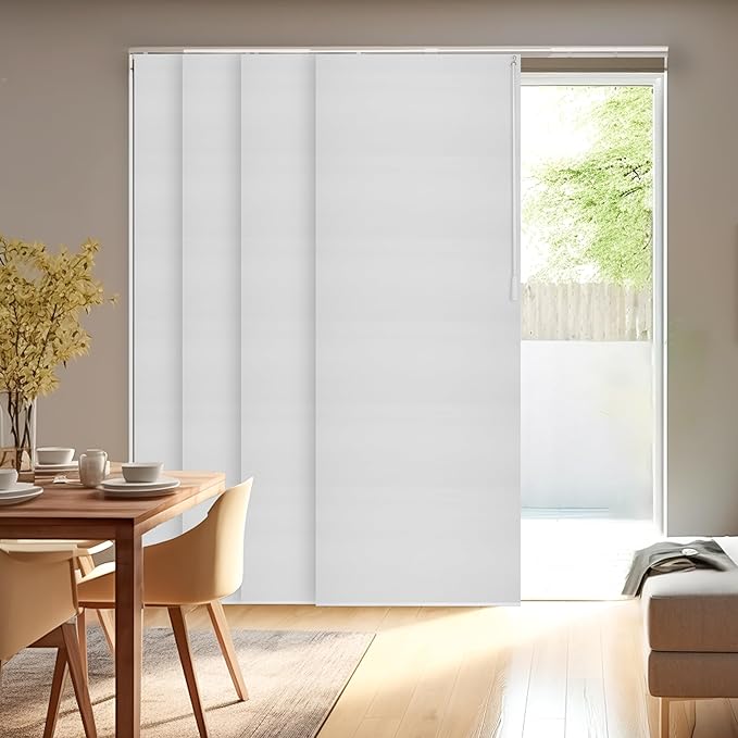CHICOLOGY Blinds for Sliding Glass Doors , Vertical Blinds for Patio Doors , Room Divider ,Skyrise White (Light Filtering) W:46-86 x H: 0-96 inch