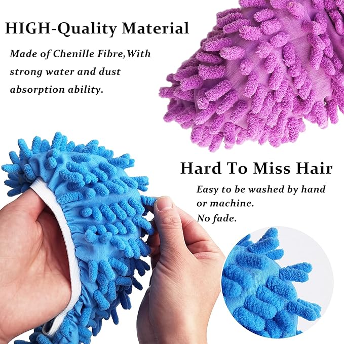 10 Pcs Shoes Cover Dust Duster, Washable Mop Slippers Shoes for Floor Cleaning, Reusable Microfiber Duster Mops for House, Office, Bathroom, Kitchen Cleaning (5Pairs)