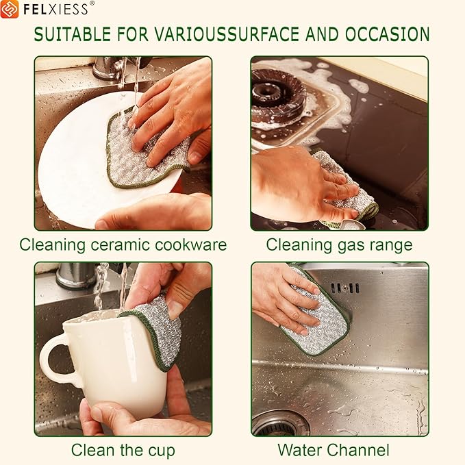 2026 New Double Side Non Scratch Wire Dishcloths,Multipurpose Wire Dishwashing Rags for Wet and Dry, Reusable Metal Dish Cloth,Wire Miracle Cleaning Cloths for Kitchen(Silver 10Pcs)