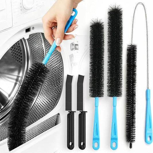 Holikme Dryer Vent Cleaner Kit - 5 Piece Flexible Snake Tool for Lint Removes & Hair Clogs, Suitable for Drain Pipes,Condenser, Refrigerator Coils, Radiators, Toilets, Sinks & Tile Grout