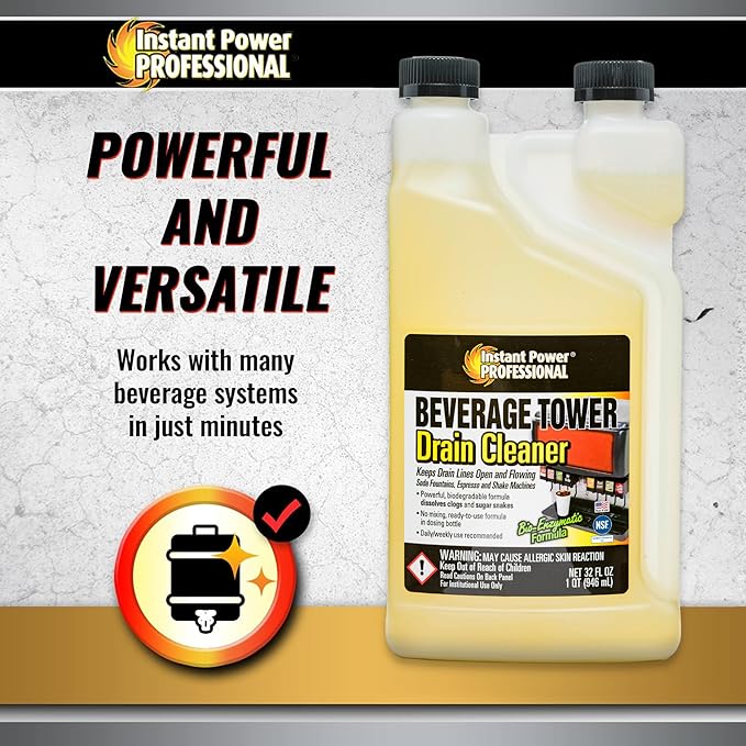 Instant Power Professional Beverage Tower Drain Cleaner, 32 Fl Oz, 12 Pack