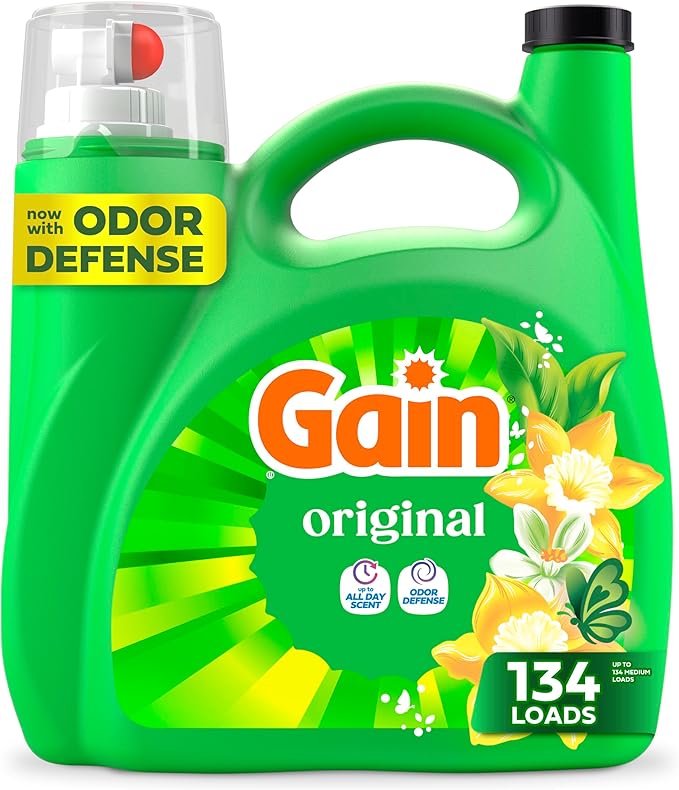 Gain Liquid Laundry Detergent, Original Scent, 177 fl oz, Freshness + Odor Fighting, Laundry Detergent Liquid Soap, HE compatible, 134 loads (Packaging May Vary)