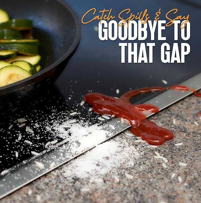 Linda’s Essentials Stove Gap Covers Stainless Steel (2 Pack), 316 Stainless Steel Stove Gap Covers Heat Resistant Oven Gap Filler Seals Spaces Between Stovetop and Counter (23.4 Inches, Silver(Steel))