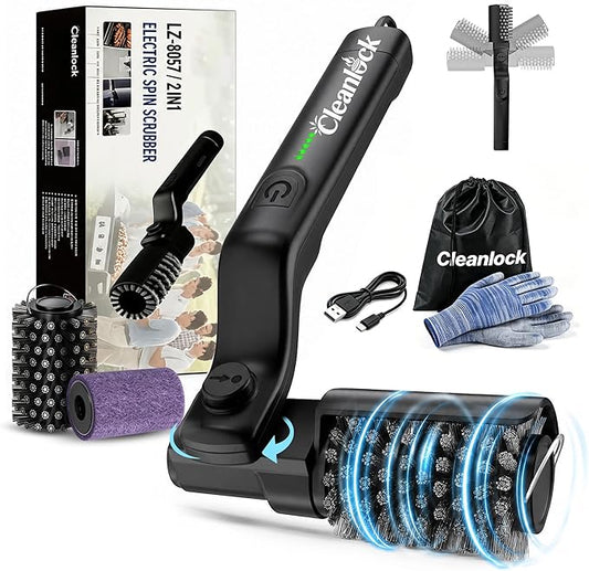 Electric Grill Brush Cordless – Rechargeable BBQ Grill Brush for Outdoor Grill, 3 Powerful Speed, Bristle-Free Safe, 180° Adjustable, Stainless Steel Rotary Brush Head, Grill Cleaning Tool