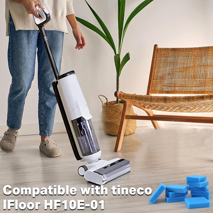 12PCS Filter Sponges Replacement Compatible with Tineco IFloor HF10E-01, Complete Cordless Wet Dry Vacuum Cleaner Spare Parts Accessories (Blue)