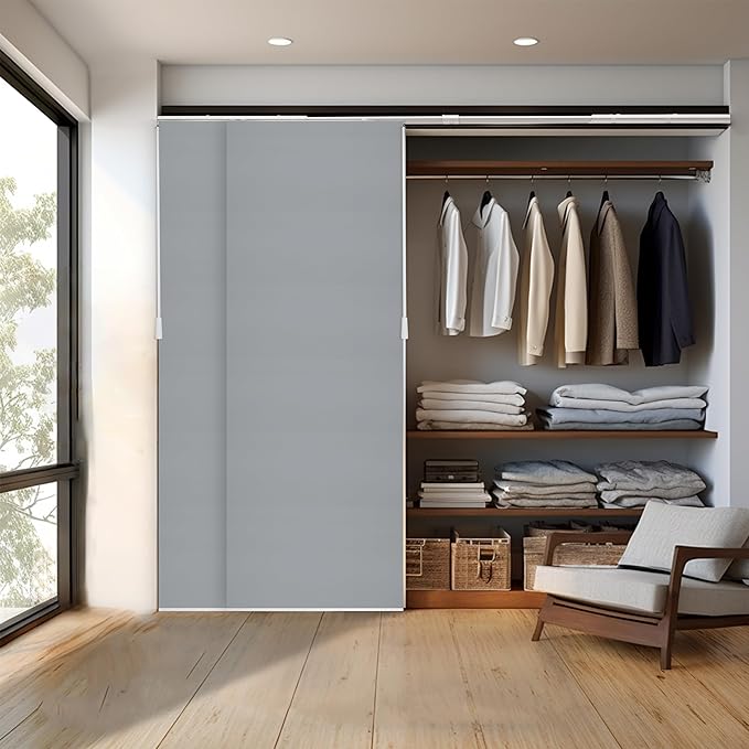 CHICOLOGY Sliding Door Blinds , Blinds for Sliding Glass Doors , Sliding Glass Door Blinds , Vertical Blinds for Patio Doors , Room Divider , Skyrise Grey (Light Filtering) W:46-86 x H: 0-96 inch