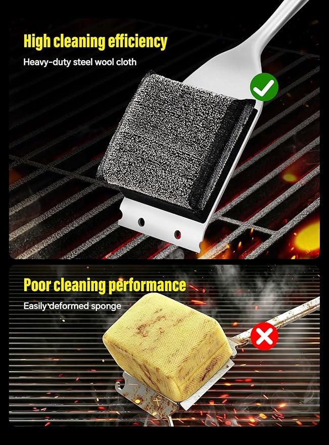 XUDAKAIXIN Bristle-Free Steam Grill Brush – No Bristle Shedding, with Replacement Head. Ultra-Safe & Efficient Cleaner for Cast Iron and Stainless Steel Outdoor Grills